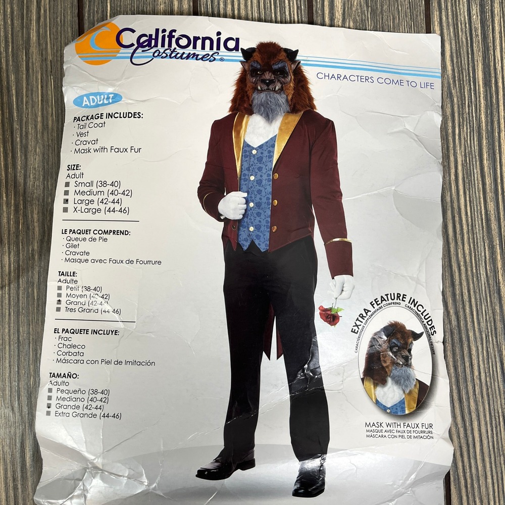 California Costumes Storybook Beast Costume Men Large Halloween Cosplay Party